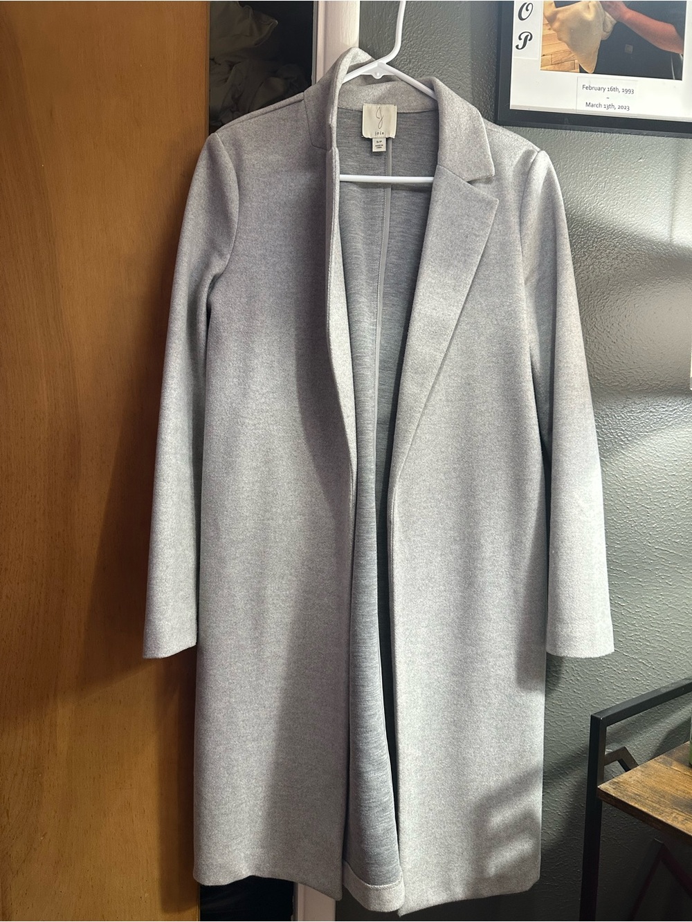 Joie Light Gray Open-Front Trench Coat